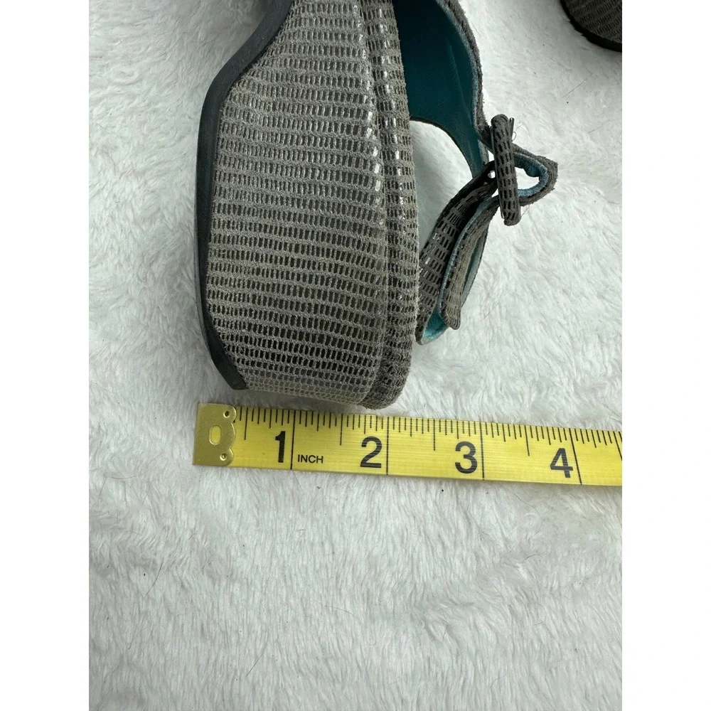 Thierry Rabotin Gray Textured Peep Toe Slingback Wedge Shoes Italy Womens 39.5‎